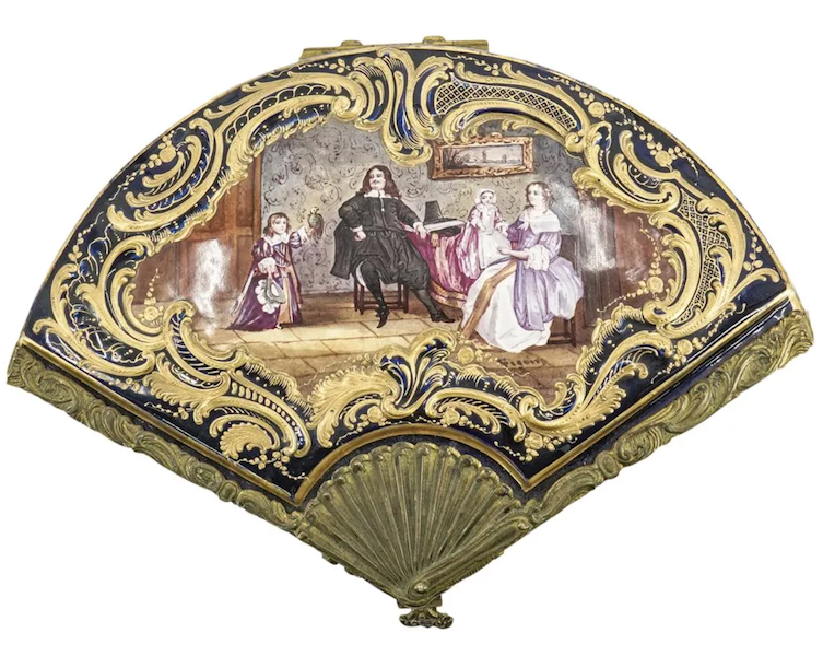 This unusual fan-shape Sevres box made $4,250 plus the buyer’s premium in March 2022. Image courtesy of Akiba Galleries and LiveAuctioneers.
