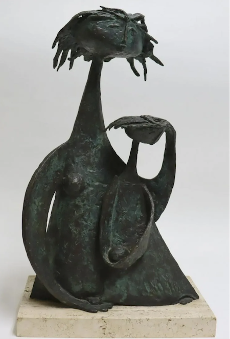 Angel Botello bronze sculpture of a mother and child, estimated at $12,000-$18,000
