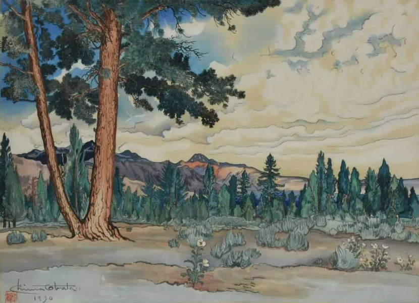 A 1930 Chiura Obata woodblock, ‘Morning of Mono Lake,’ brought $10,000 plus the buyer’s premium in February 2021. Image courtesy of William Smith Auctions and LiveAuctioneers,