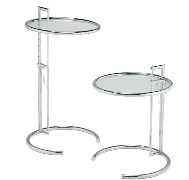 A pair of Eileen Gray E-1027 side tables in chrome-plated tubular steel for ClassiCon realized $1,300 plus the buyer’s premium in February 2023. Image courtesy of Heritage Auctions and LiveAuctioneers.