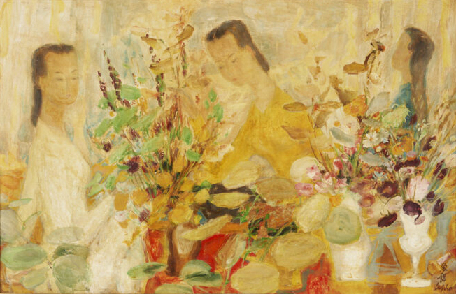 Le Pho, ‘Jeunes Filles aux Bouquets (Young Girls with Bouquets),’ estimated at $88,000-$92,000. Image courtesy of Case