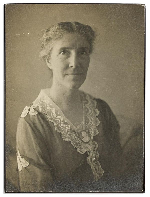 Photograph of Charlotte Perkins Gilman from a family archive, offered in the June 1 Focus on Women sale, $60,000. Image courtesy of Swann Auction Galleries and LiveAuctioneers