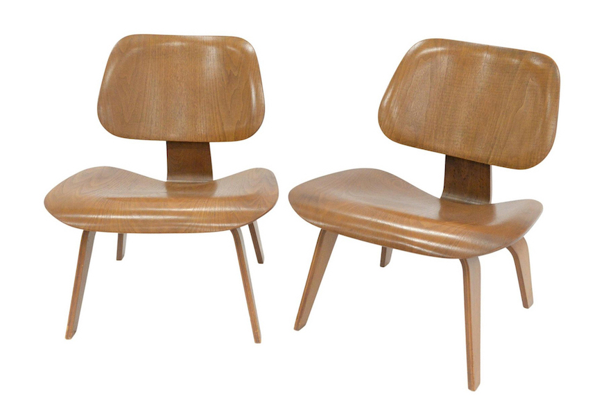 Pair of Eames Potato Chip chairs, $7,680. Image courtesy of Nadeau’s Auction Gallery
