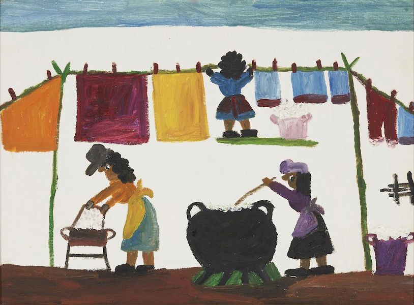 Clementine Hunter, ‘Wash Day,’ estimated at $3,000-$3,400. Image courtesy of Case and LiveAuctioneers