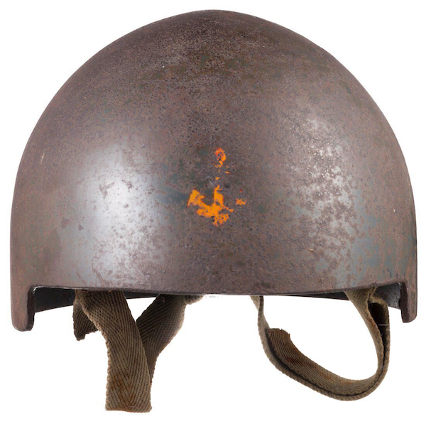 Circa-1944-1945 helmet worn by a crew member of a Shinyo kamikaze boat, estimated at €4,500-€9,000. Image courtesy of Hermann Historica and LiveAuctioneers