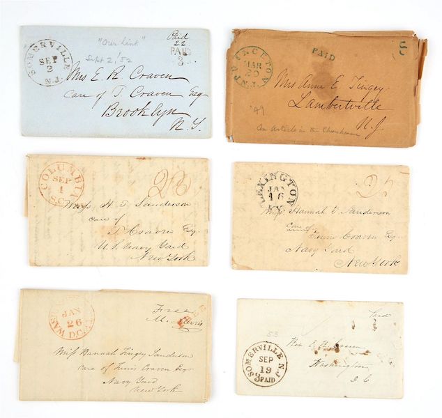 Lot of United States postal history correspondence, estimated at $1,000-$1,500. Image courtesy of Doyle NY and LiveAuctioneers