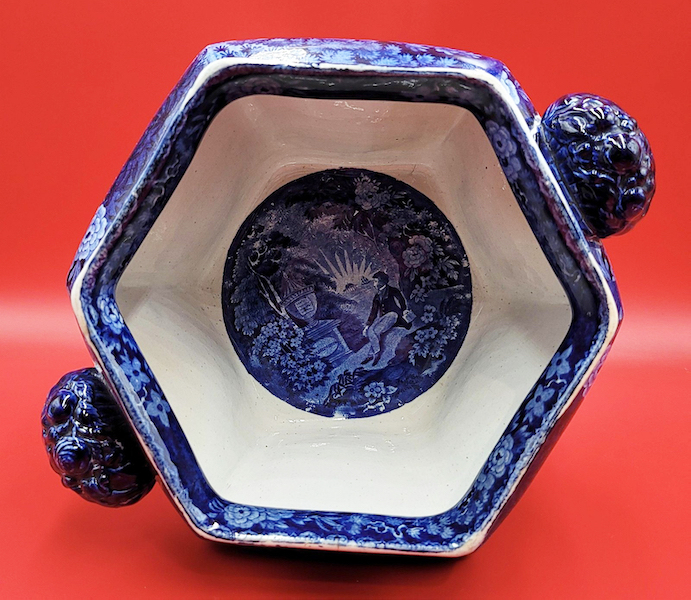 Detail of circa-1825 Staffordshire hexagonal soup tureen, estimated at $3,000-$3,500