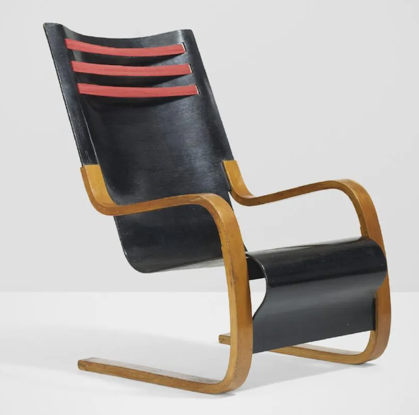 An Alvar Aalto high-back armchair, model 402, attained $32,000 plus the buyer’s premium in May 2017. Image courtesy of Wright and LiveAuctioneers.