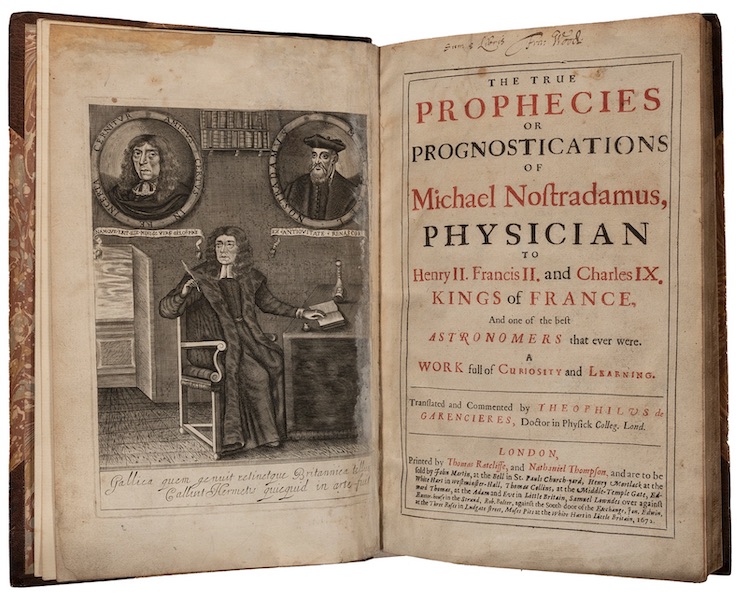 1672 English translation of Nostradamus’s predictions, $10,200