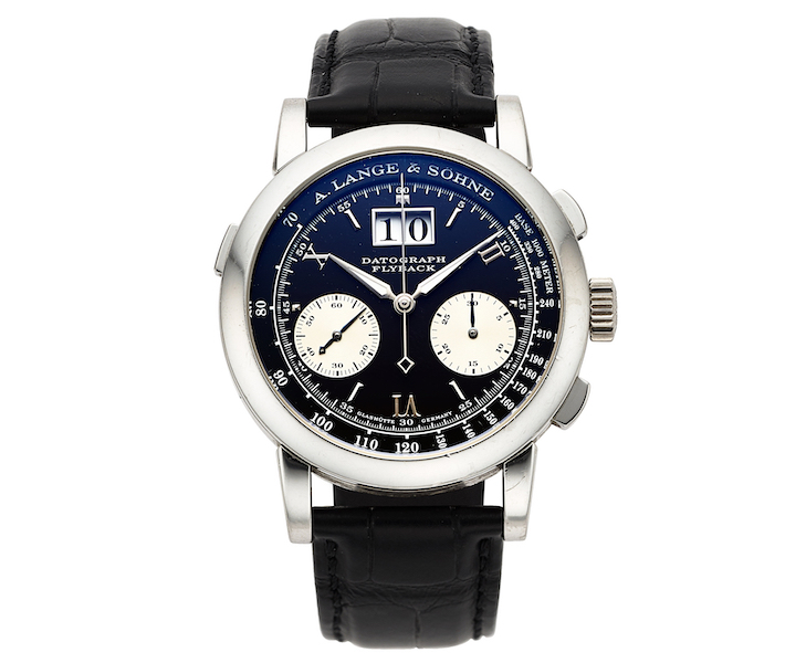 Circa-2012 A. Lange & Sohne platinum Datograph Flyback, $68,750. Image courtesy of Heritage Auctions, ha.com