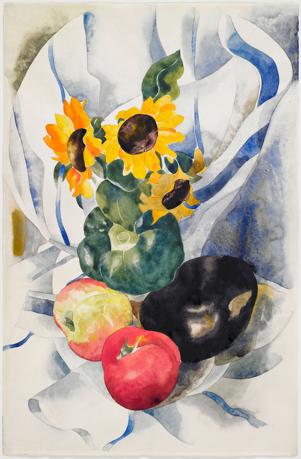 Charles Demuth (Lancaster, Penn. 1883–1935), ‘Fruit and Sunflowers,’ circa 1924–25. Watercolor and graphite on off-white wove paper, 45.7 by 29.7cm (18 by 11 11/16in.) Harvard Art Museums/Fogg Museum, Louise E. Bettens Fund, 1925.5.3 Image: Courtesy of the Harvard Art Museums