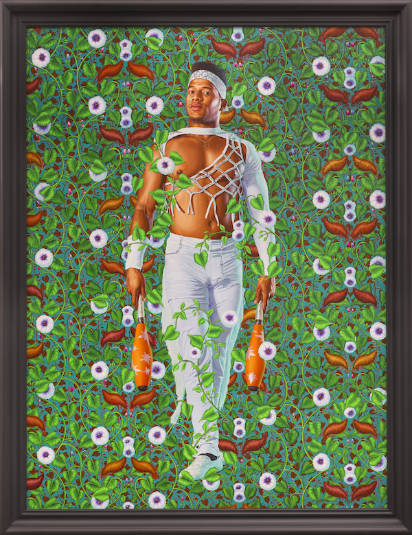 Kehinde Wiley, ‘Portrait of Daniel Paiol Lopez,’ 2023. Oil on linen painting: 96 by 72in, framed, 106 1/2 by 82 1/2 by 3 3/4in. Photo: Max Yawney© Kehinde Wiley Courtesy: Sean Kelly 