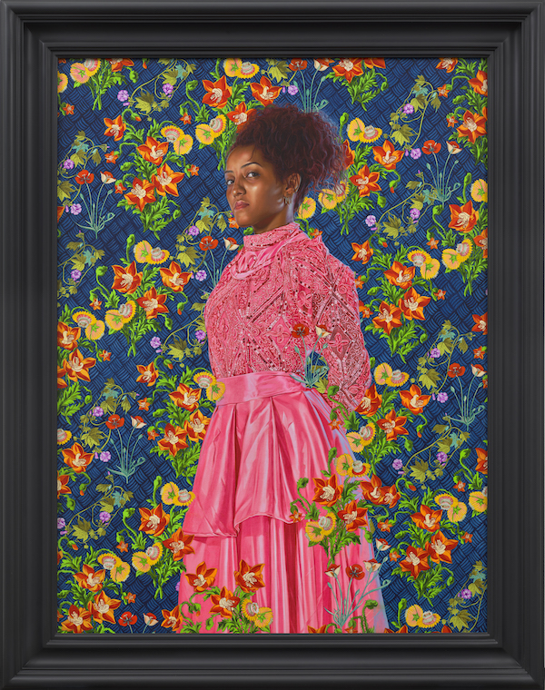 Kehinde Wiley, ‘Portrait of Anet Arias,’ 2023. Oil on linen painting: 48 by 36in, framed, 56 1/2 by 44 5/8 by 3 1⁄2in. Photo: Max Yawney © Kehinde Wiley Courtesy: Sean Kelly 