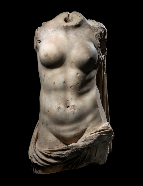 Roman marble torso of the goddess Venus, $63,000. Image courtesy of Hindman