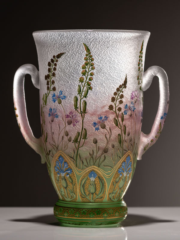 Daum Bluets vase, $31,500. Image courtesy of Hindman