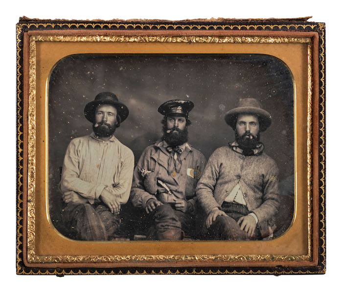 Half plate daguerreotype of three gold miners, $37,800. Image courtesy of Hindman