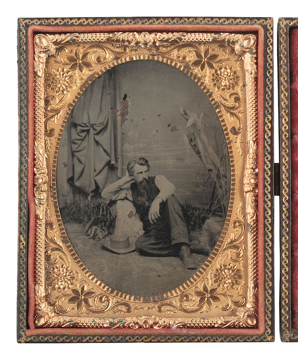 Quarter plate tintype of noted Civil War & Union Pacific Railroad photographer Andrew Joseph Russell, $28,350. Image courtesy of Hindman