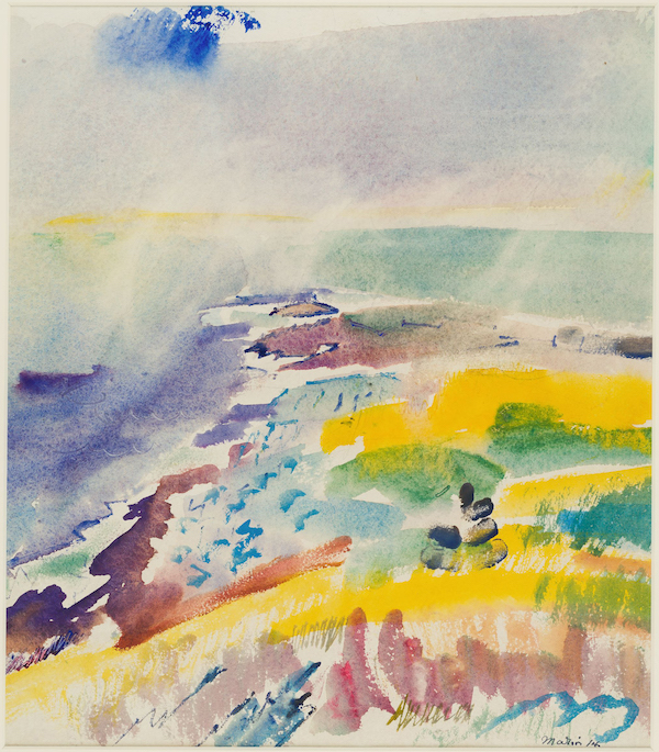John Marin (Rutherford, N.J. 1870–1953 Addison, Maine) ‘Seascape,’ 1914. Watercolor over graphite on white wove paper, 36.5 by 41.9cm (14 3/8 by 16 1/2in.) Harvard Art Museums/Fogg Museum, gift of James N. Rosenberg, 1950.48 © Estate of John Marin/Artists Rights Society (ARS), New York. Image: Courtesy of the Harvard Art Museums