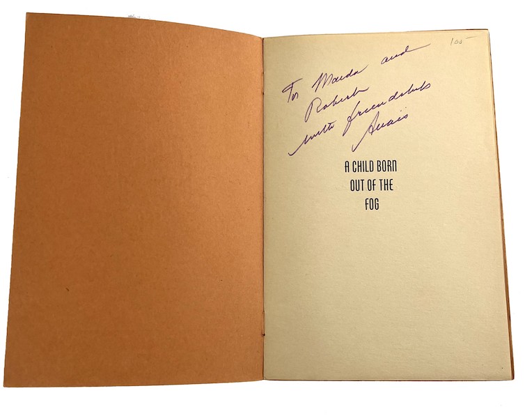Signed first edition of Anais Nin’s ‘A Child Born out of the Fog,’ estimated at $75-$150 
