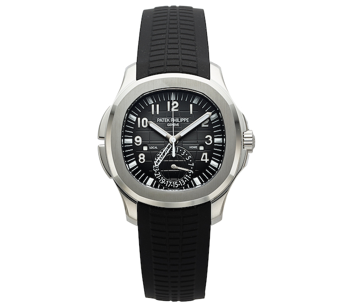 Patek Philippe Aquanaut Travel Time stainless steel wristwatch, $75,000. Image courtesy of Heritage Auctions, ha.com
