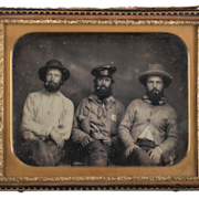Half plate daguerreotype of three gold miners, estimated at $4,000-$6,000. Image courtesy of Hindman