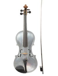 Aluminum and Tiger Maple violin and bow, estimated at $2,000-$4,000. Image courtesy of Hindman