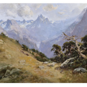 William Keith, ‘Into the Yosemite Valley,’ estimated at $100,000-$120,000. Image courtesy of Clars Auction Gallery and LiveAuctioneers
