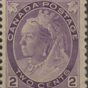 Detail of Canada 1898 #76A 2c violet block of four MNH, estimated at $200-$300