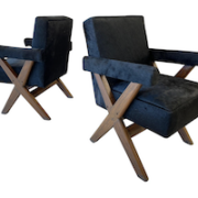 Pair of circa-1960 X-leg Committee chairs, attributed to Pierre Jeanneret, estimated at $39,000-$47,000