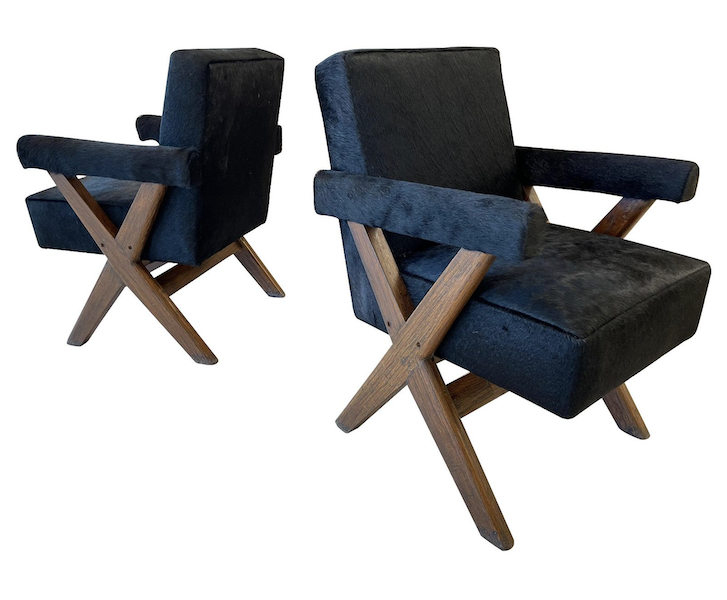 Pair of circa-1960 X-leg Committee chairs, attributed to Pierre Jeanneret, estimated at $39,000-$47,000 