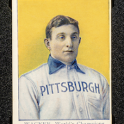 Detail of 1910 Tip Top Bread Honus Wagner baseball card (SGC 3 VG), estimated at $80,000-$120,000. Image courtesy of Hindman
