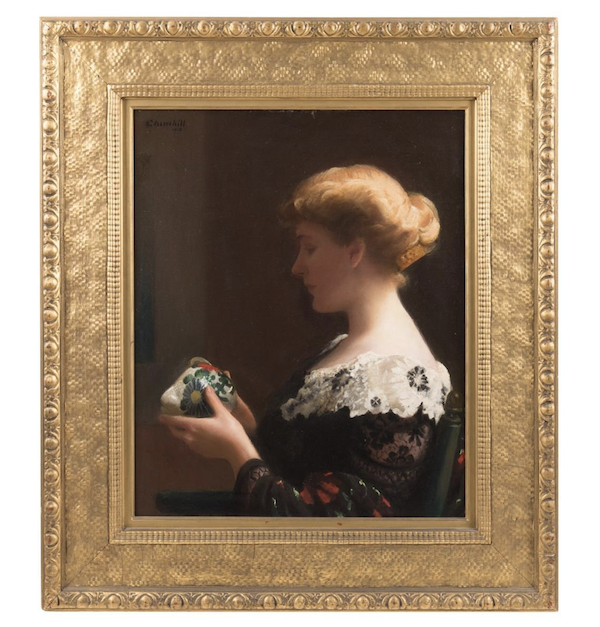William W. Churchill, ‘Portrait of Lady with Pitcher,’ $39,325. Image courtesy of Ahlers & Ogletree Auction Gallery