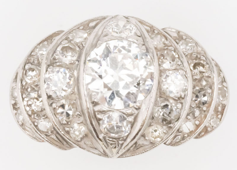 Platinum ring set with a 1.2-carat diamond, estimated at $2,000-$3,000