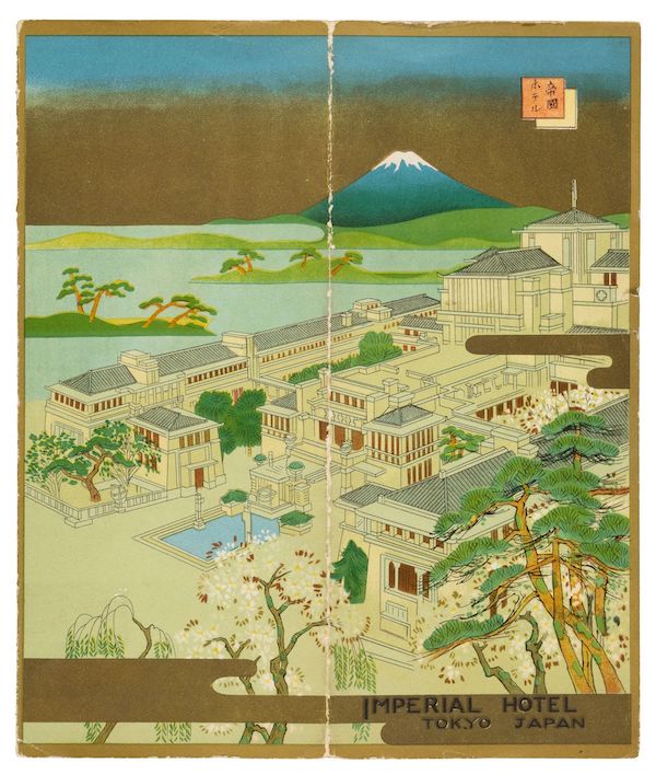 A circa-1935 brochure for the Imperial Hotel in Tokyo, a property designed by Frank Lloyd Wright, went for $550 plus the buyer’s premium in June 2021. Image courtesy of PBA Galleries and LiveAuctioneers