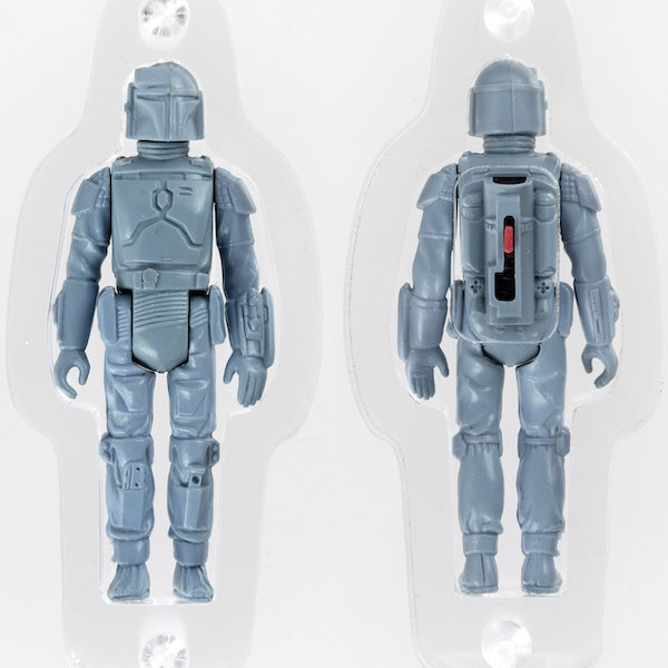 Kenner, 1979, Star Wars Boba Fett L-slot rocket-firing prototype action figure, AFA 75+ EX+/NM, 3.75in tall, unpainted, no rocket. Accompanied by notarized CIB COA. Estimate: $100,000-$200,000. Image courtesy of Hake’s Auctions