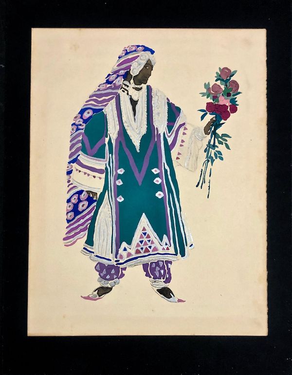 Leon Bakst hand-colored pochoir costume design artwork, estimated at $200-$400. Image courtesy of Kensington Estate Auction and LiveAuctioneers