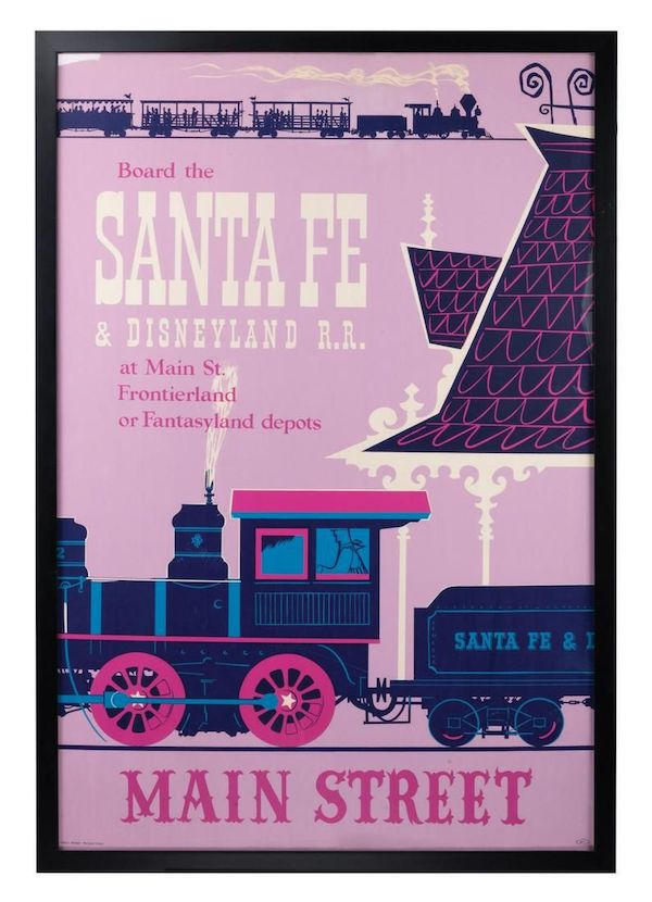 Santa Fe & Disneyland Main Street attraction poster, estimated at $8,000-$10,000. Image courtesy of Van Eaton Galleries and LiveAuctioneers