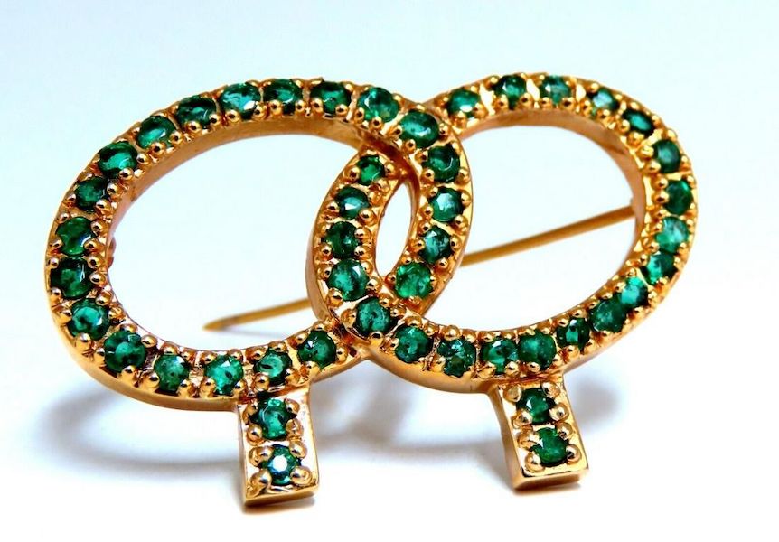 14K gold and emerald double tree pin, estimated at $1,200-$1,500