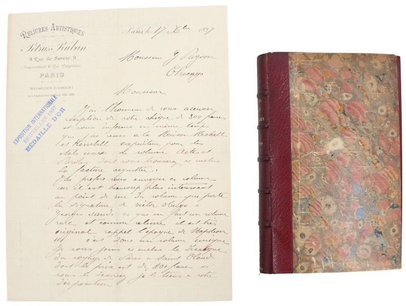First edition French book signed by Victor Hugo to George Sand and in a Ruban binding, estimated at $4,000-$6,000. Image courtesy of Sarasota Estate Auction
