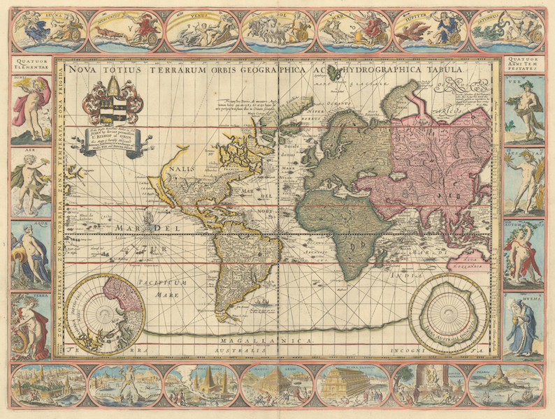 Moses Pitt’s 1680 map ‘Nova Totius Terrarum Orbis Geographica ac Hydrographica Tabula,’ $9,200