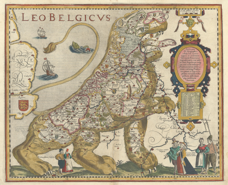 Pieter Van Den Keere’s ‘Leo Belgicus’ map from 1622, $11,500 