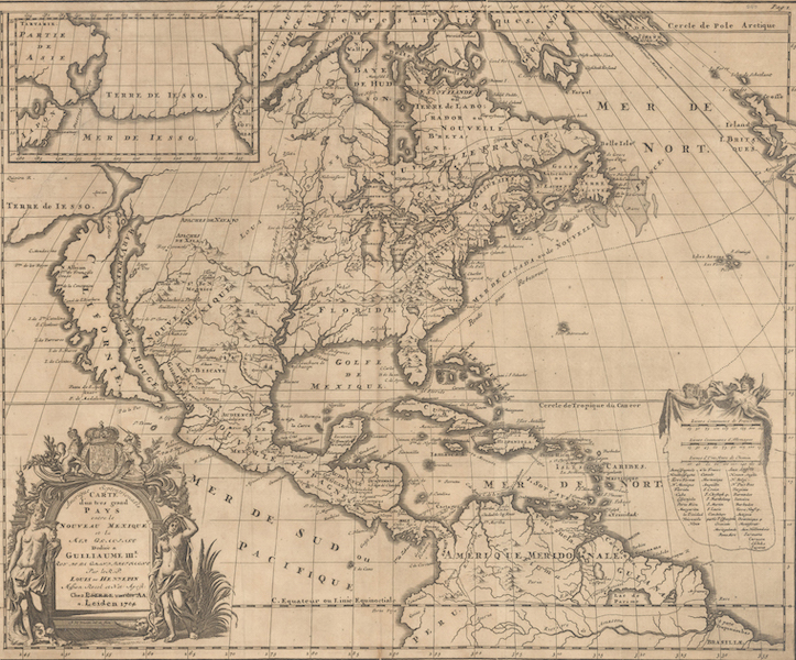 Louis de Hennepin’s 1704 North America map ‘Amerique Septentrionalis Carte d’un Tres Grand Pays Entre le Nouveau Mexique et la Mer Glaciale,’ $4,500