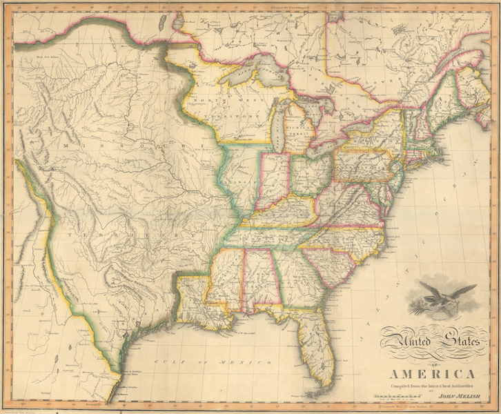 John Melish’s 1818 map ‘United States of America Compiled from the Latest and Best Authorities,’ $3,600