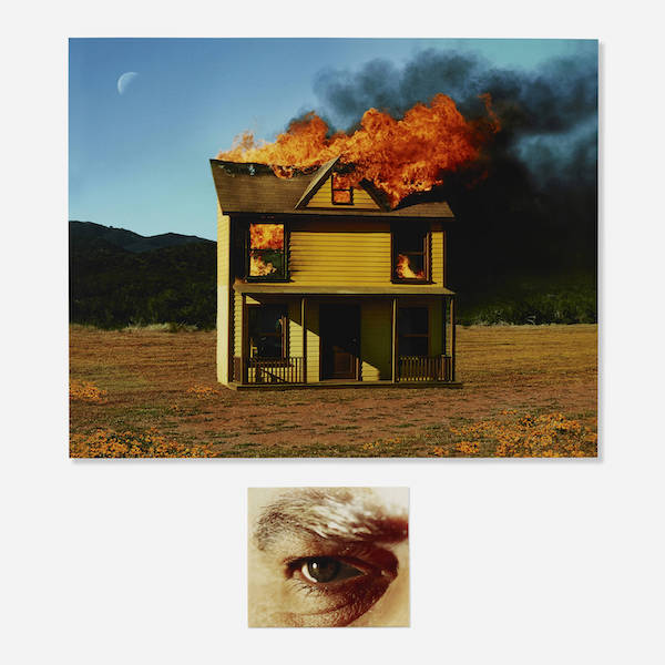 Alex Prager, ‘4:01 PM, Sun Valley And Eye #3 (House Fire),’ diptych from the Compulsion series, estimated at $7,000-$9,000. Image courtesy of Los Angeles Modern Auctions (LAMA)