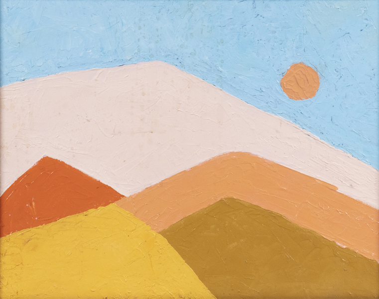 Untitled painting by Etel Adnan, $68,750. Image courtesy of Thomaston Place Auction Galleries