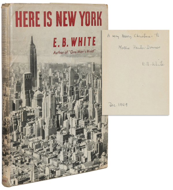 Larry McMurtry’s personal copy of ‘Here is New York’ by E.B. White, estimated at $4,000-$6,000