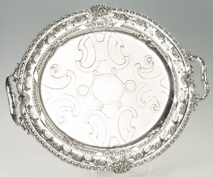 Circa-1905 Tiffany sterling silver platter in the Renaissance pattern, $12,200 
