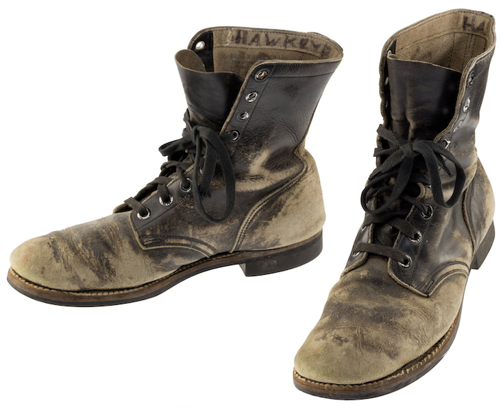 Alan Alda wore these combat boots during all 11 seasons of the television series ‘M-A-S-H.’ Image courtesy of Heritage Auctions