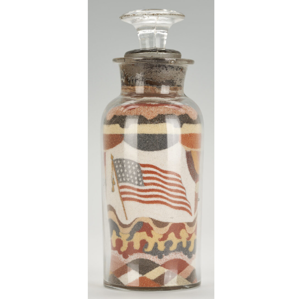Andrew Clemens sand art bottle with flag motif, $36,600 
