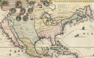 Detail of Henry Abraham Chatelain’s 1719 New World map, ‘Carte Tres Curieuse de la Mer du Sud,’ $17,250